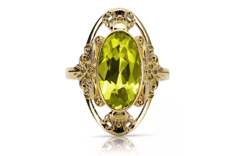 Vintage Jewlery Ring Yellow Peridot 14K Yellow gold vrc014y